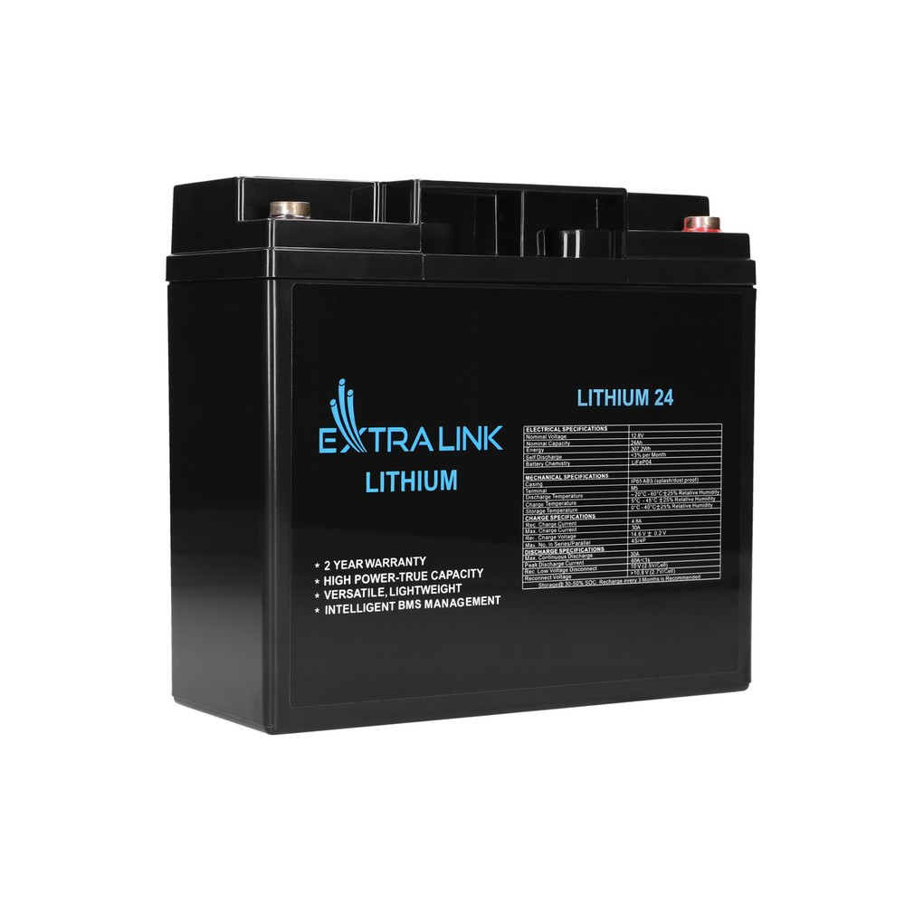 Extralink LiFePO4 24Ah akkumulátor, 12,8V, BMS