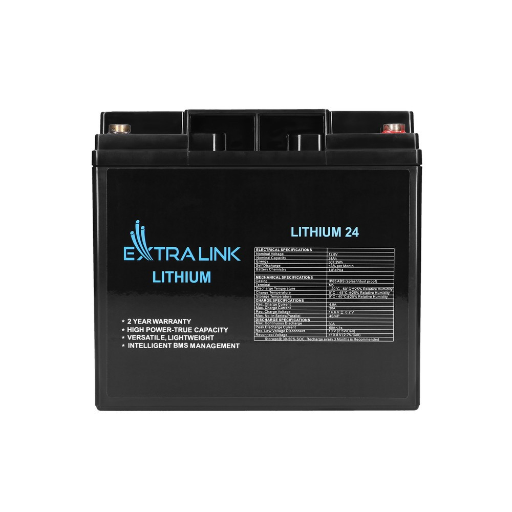Extralink LiFePO4 24Ah akkumulátor, 12,8V, BMS