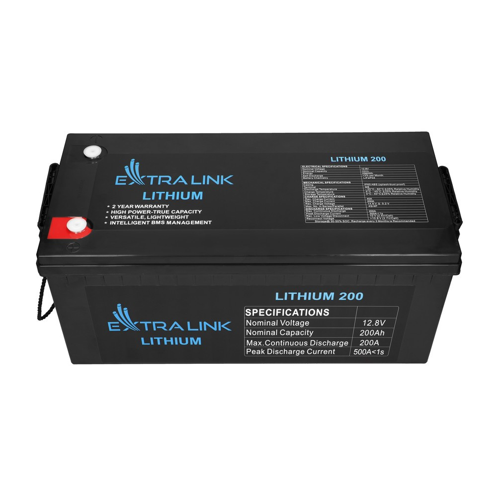 Extralink LiFePO4 200Ah akkumulátor, 12,8V, BMS