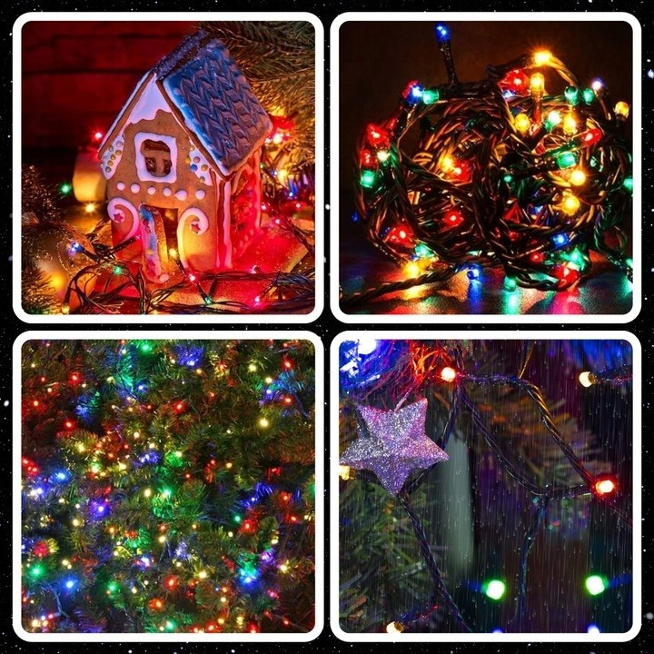 EXTRALINK karácsonyi dekorációs multicolor 100LED fényfüzér elemmel 10,5 m