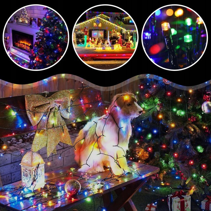 EXTRALINK karácsonyi dekorációs multicolor 100LED fényfüzér elemmel 10,5 m