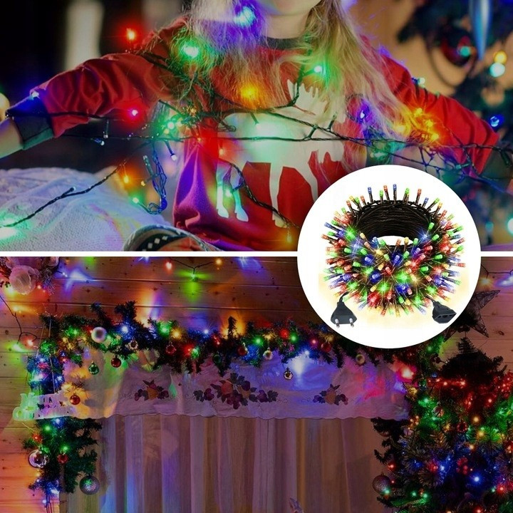 EXTRALINK karácsonyi dekorációs multicolor 100LED fényfüzér elemmel 10,5 m