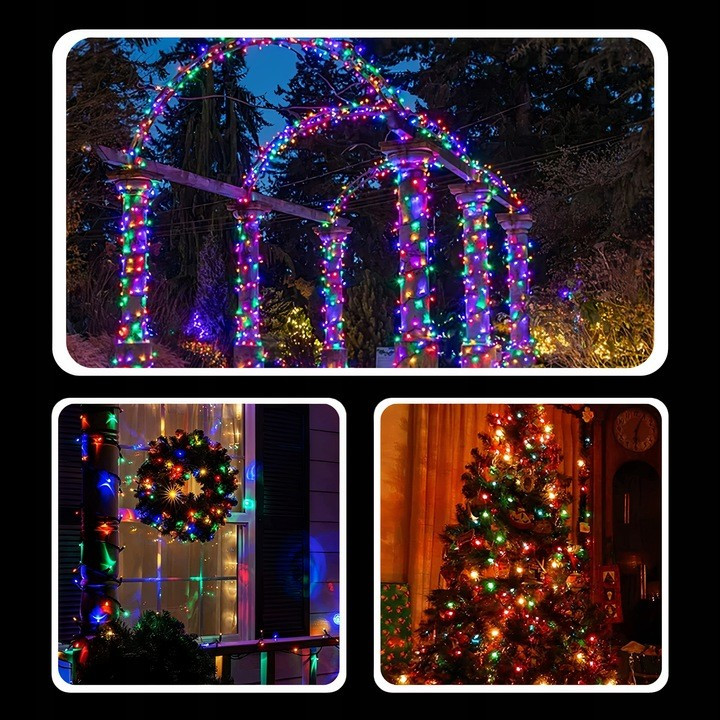 EXTRALINK karácsonyi dekorációs multicolor 100LED fényfüzér elemmel 10,5 m
