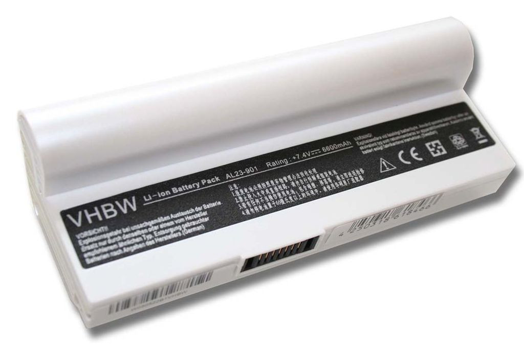 VHBW Notebook akkumulátor Asus AL23-901, AL22-901, AP22-1000, AL24-1000 - 6600 mAh 7,4 V Li-Ion, fehér