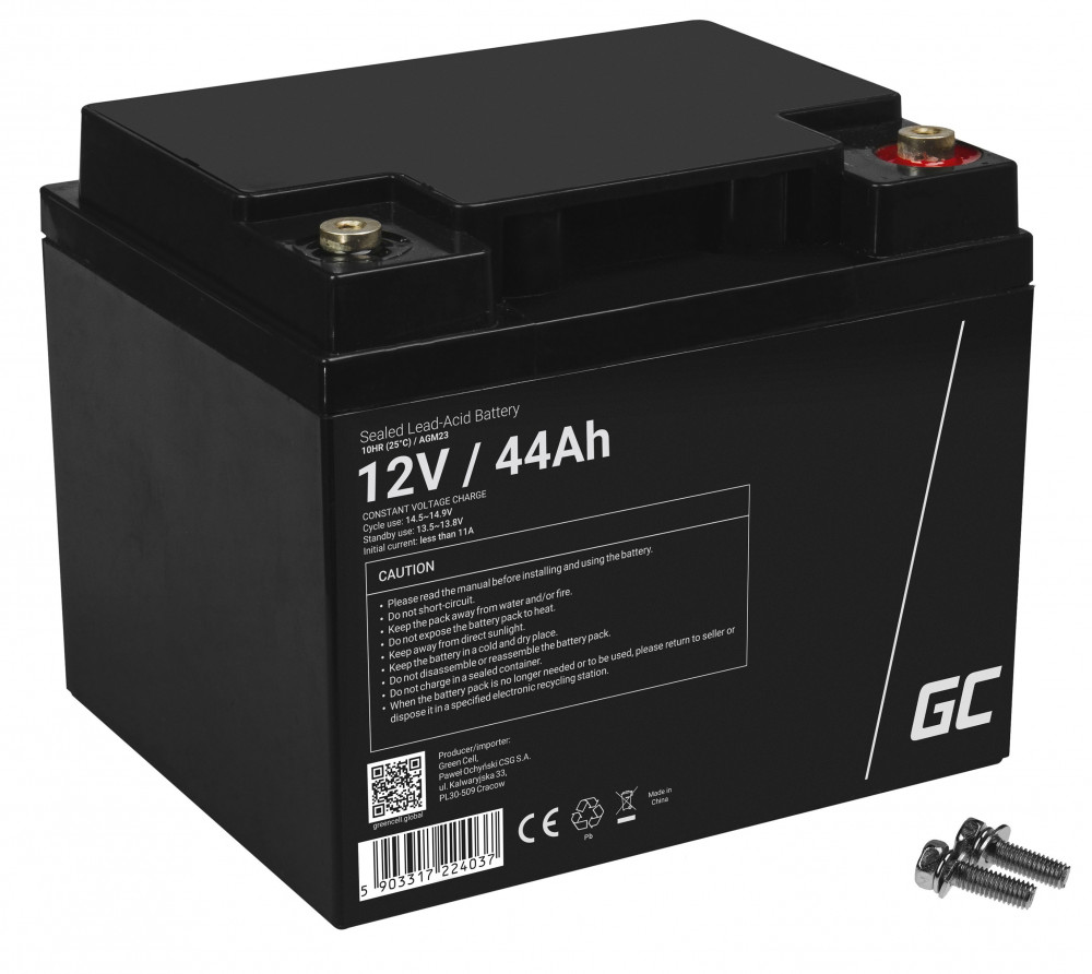 AGM VRLA gondozásmentes ólom akkumulátor / akku 12V 44 Ah AGM23 hajókhoz, scooterekhez, elektromos járművekhez, játékokhoz