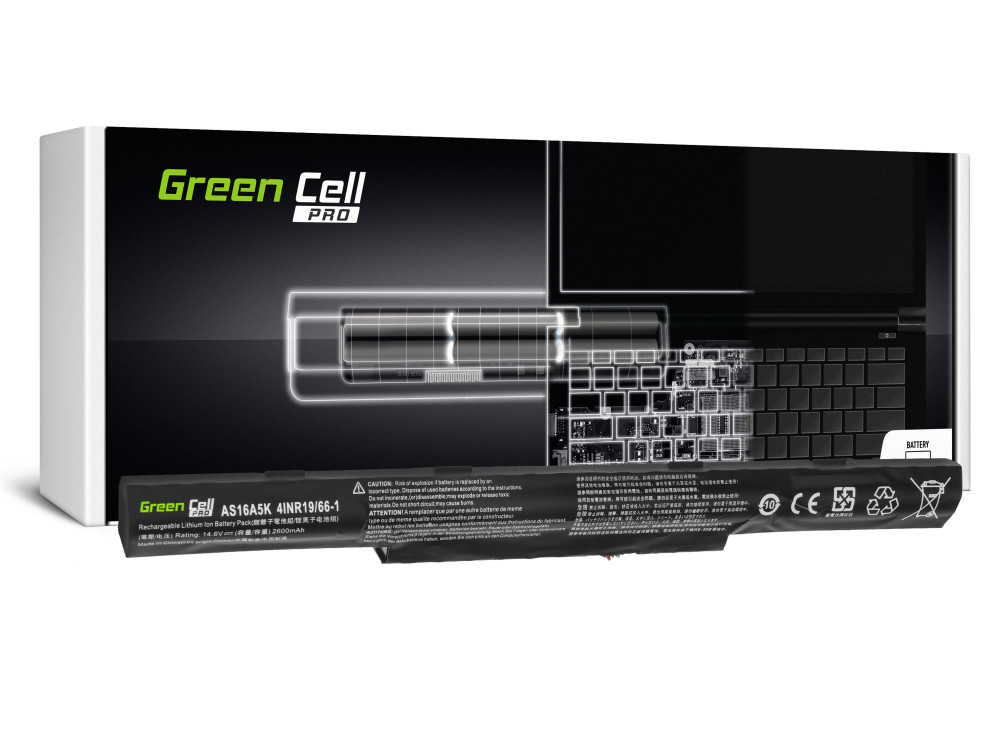 Pro Laptop akkumulátor / akku AS16A5K Acer Aspire E15 E5-553 E5-553G E5-575 E5-575G F15 F5-573 F5-573G / 14,6V 2600mAh AC51PRO
