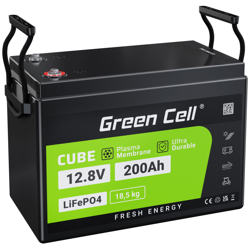 Green Cell LiFePO4 akkumulátor/akku 200Ah 12.8V 2560Wh Lítium-vasfoszfát, fotovoltaikus, napelemes rendszerű kempingautóhoz, hajókhoz CAV04S
