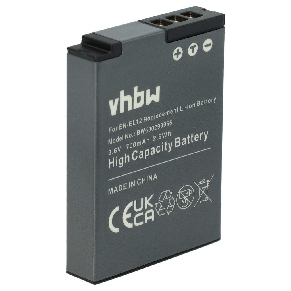 VHBW Nikon EN-EL12 akkumulátor - 700 mAh, 3,6 V, Li-Ion VHBW Nikon EN-EL12 akkumulátor - 700 mAh, 3,6 V, Li-Ion