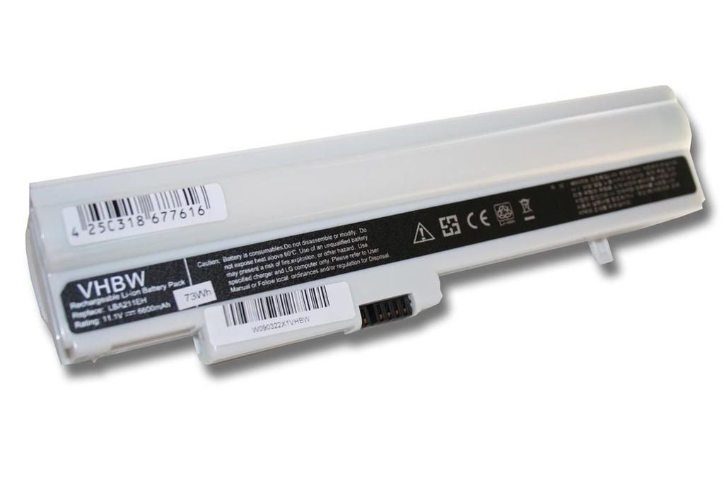 VHBW Notebook akkumulátor LG LB3211EE, LBA211EH - 4400 mAh 10,8 V Li-Ion, fehér VHBW Notebook akkumulátor LG LB3211EE, LBA211EH - 4400 mAh 10,8 V Li-Ion, fehér