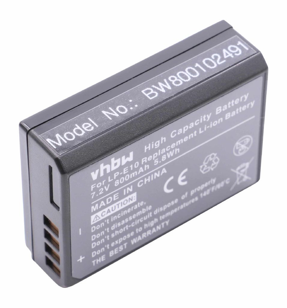 VHBW Canon LP-E10 akkumulátor - 800 mAh, 7,2 V, Li-Ion