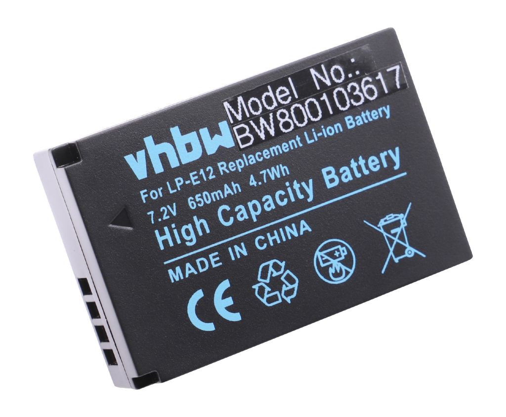 VHBW Canon LP-E12 akkumulátor - 650 mAh, 7,2 V, Li-Ion