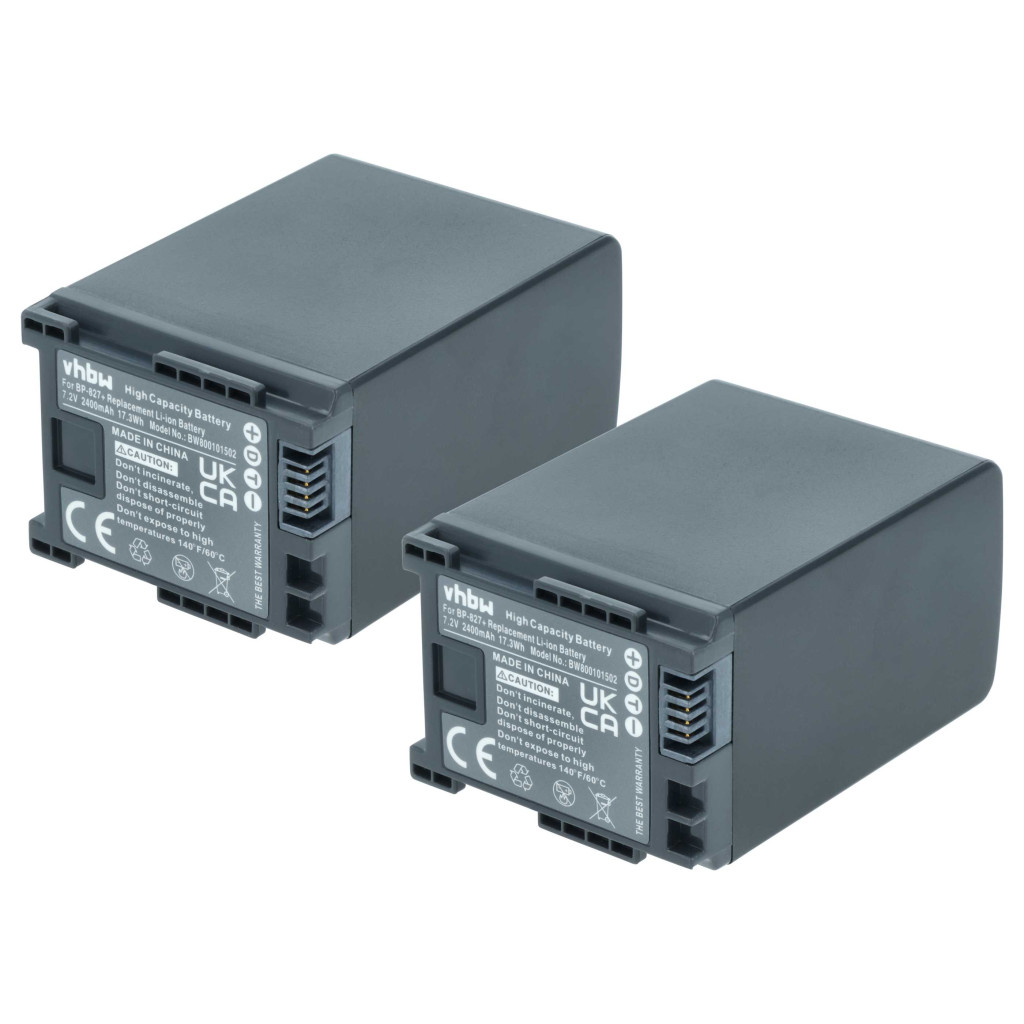 VHBW Videokamera Akkumulátor 2740B002, BP-827 - 2400 mAh 7,2 V Li-Ion