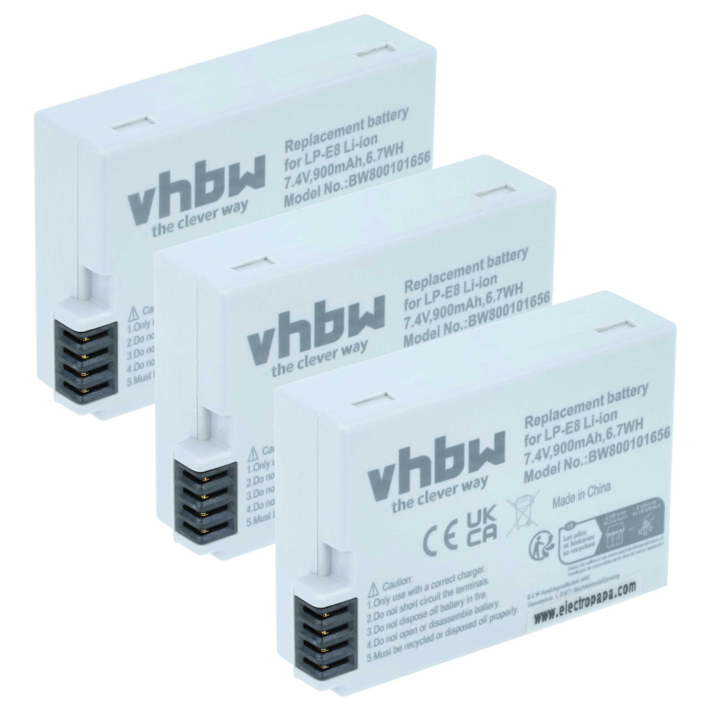 VHBW Akkumulátor Canon LP-E8 helyett - 900 mAh 7,2 V Li-Ion
