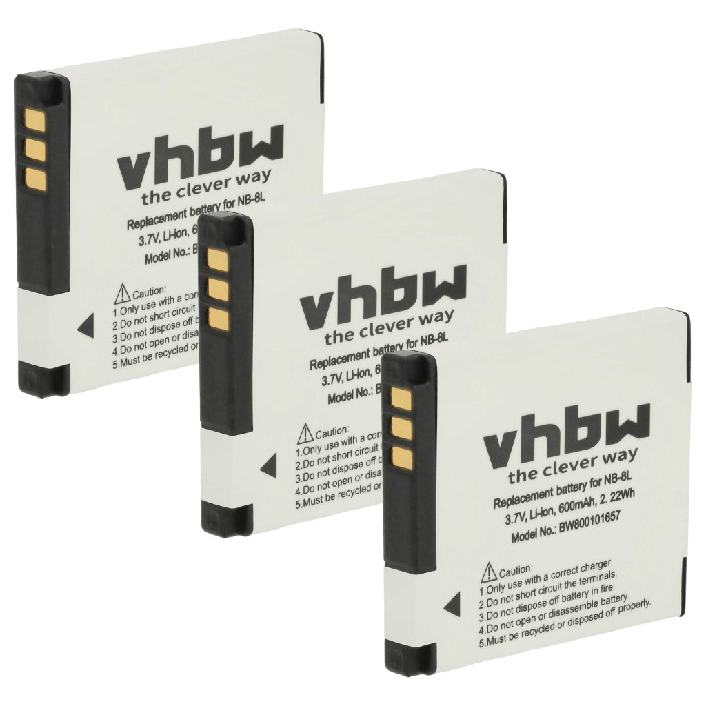 VHBW Akkumulátor Canon NB-8L - 600 mAh 3,6 V Li-Ion