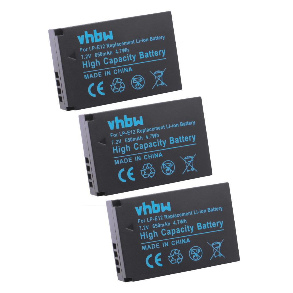 VHBW Akkumulátor Canon LP-E12 helyettesítő - 650 mAh 7,2 V Li-Ion