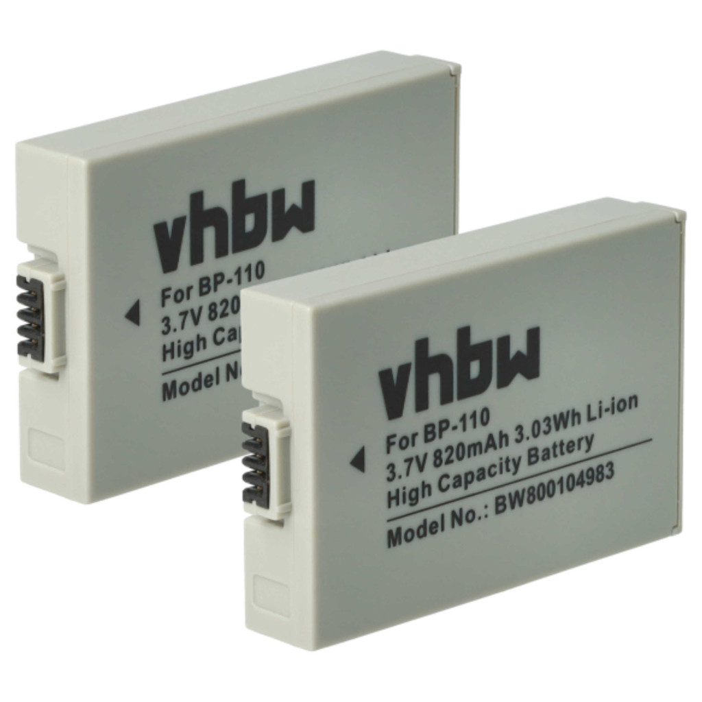 VHBW Videokamera Akkumulátor Canon BP-110 helyett - 800 mAh 3,7 V Li-Ion