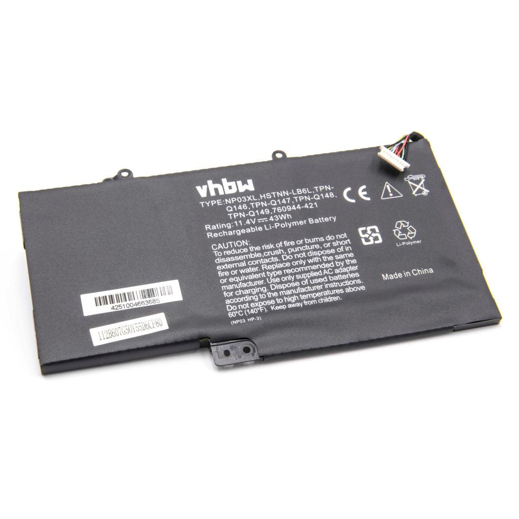 VHBW Notebook akkumulátor HP 761230-005, 760944-421, 760944-541 - 3750 mAh 11,1 V Li-polymer VHBW Notebook akkumulátor HP 761230-005, 760944-421, 760944-541 - 3750 mAh 11,1 V Li-polymer