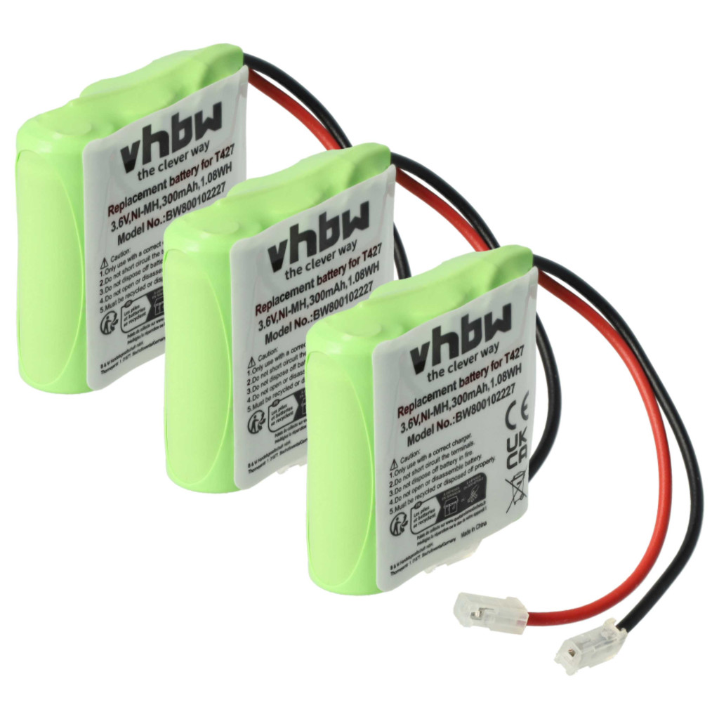 VHBW Vezetékes telefon akkumulátor 30AAAM3BMX, T427 - 300 mAh 3,6 V NiMH