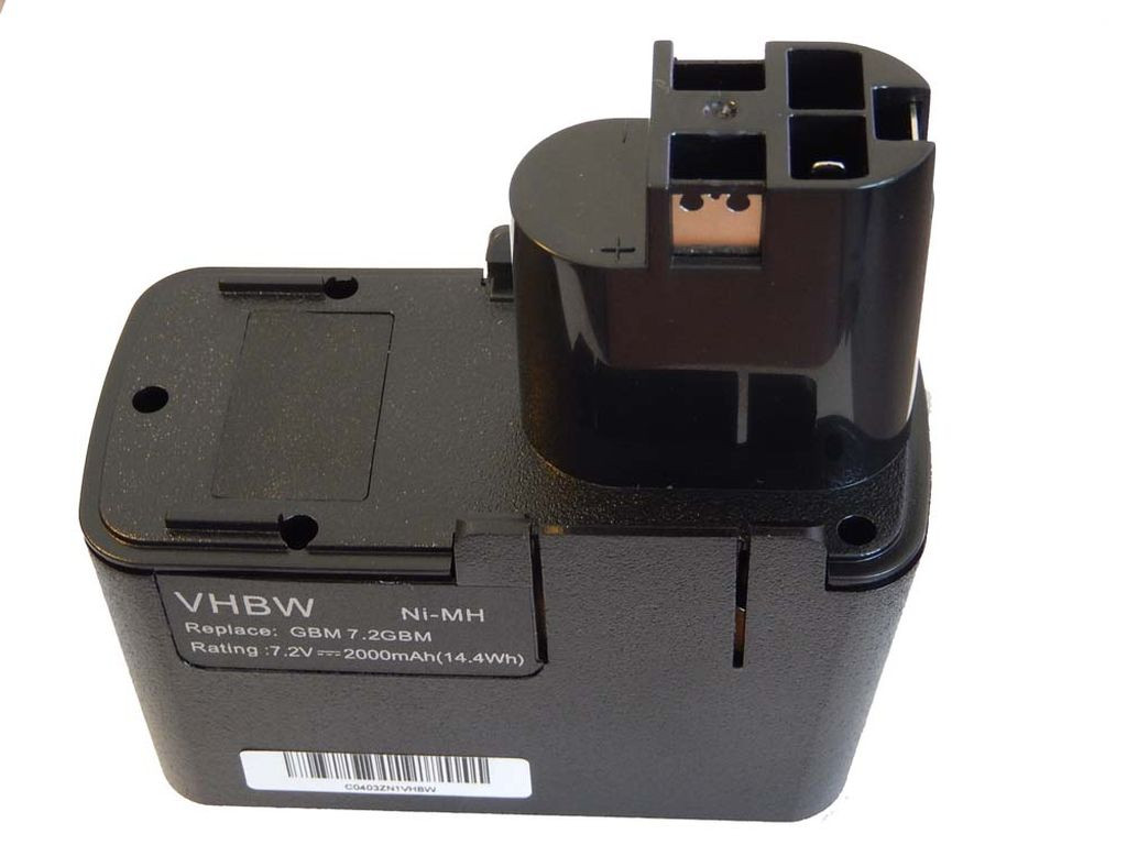 VHBW Elektromos kéziszerszámgép akkumulátor Bosch GBM 7.2, Würth ABS 72M-2 eszközökhöz - 7.2V, NiMH, 2000mAh