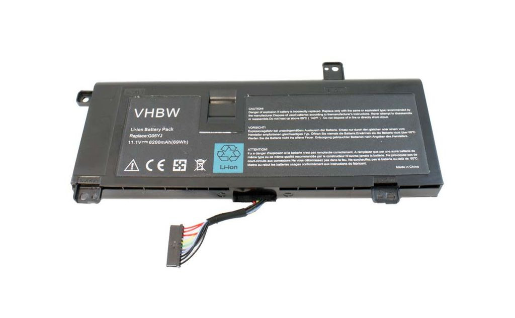 VHBW Notebook akkumulátor Dell 8X70T, G05YJ, 08X70T, 0G05YJ, GO5YJ - 6200 mAh 11,1 V Li-Ion, fekete