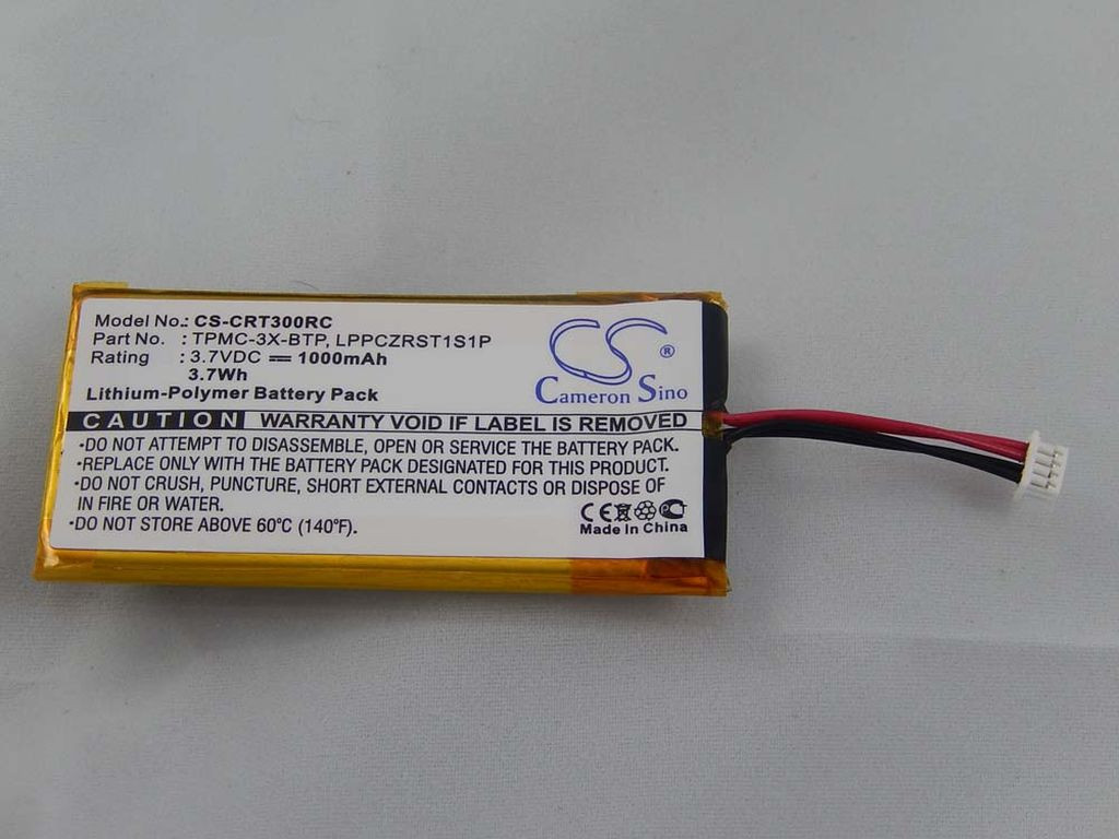 VHBW Crestron LPPCZRST1S1P Távirányító Elem, 1000 mAh 3,7 V Li-polimer, TPMC-3X-BTP