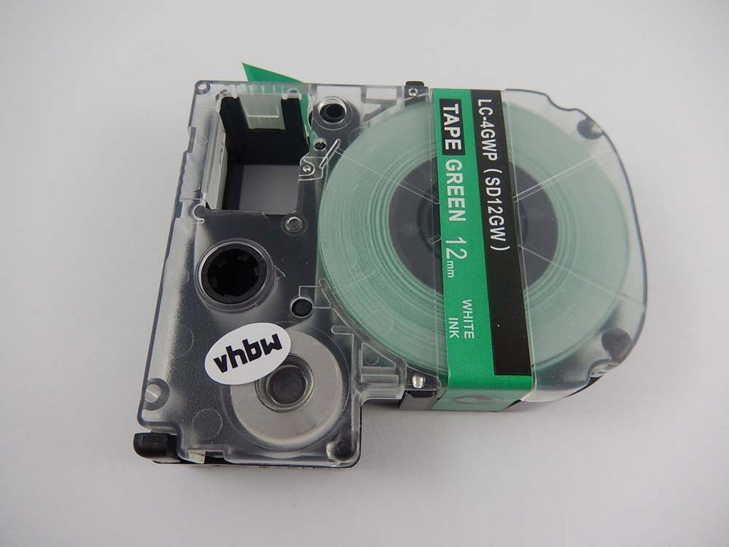 VHBW Epson LC-4GWP Címkeszalag - 12 mm, Fehér-Zöld VHBW Epson LC-4GWP Címkeszalag - 12 mm, Fehér-Zöld