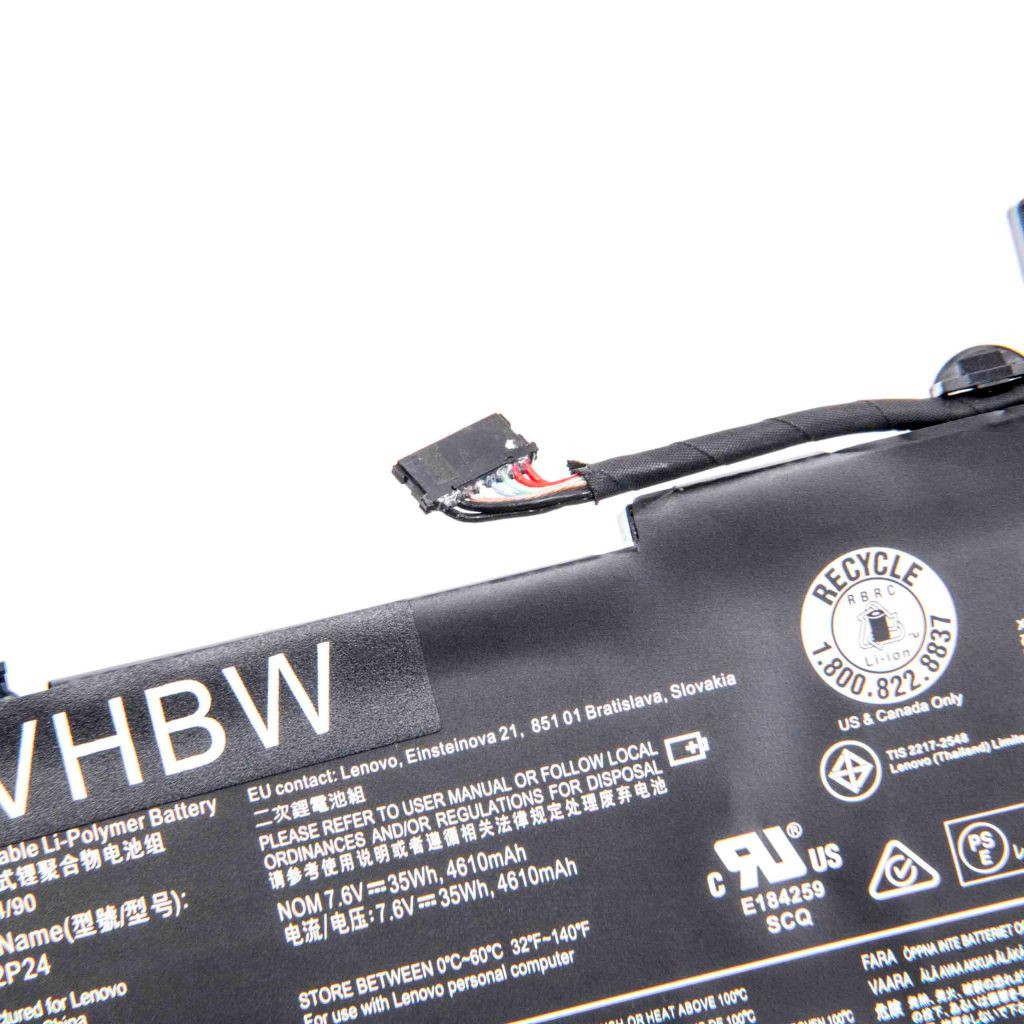 VHBW Lenovo L14M2P24, L14L2P22, L14S2P22 notebook akkumulátor - 4500 mAh 7,6 V Li-polimer, fekete