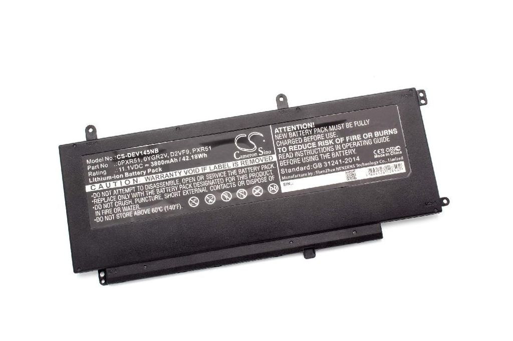 VHBW Notebook akkumulátor Dell 0PXR51, PXR51, D2VF9, 0YGR2V készülékekhez – 3800 mAh 11,1 V Li-Ion, fekete