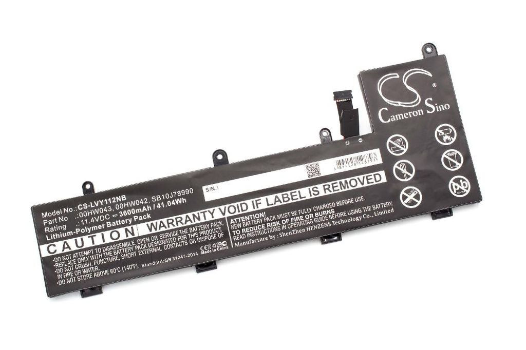 VHBW Notebook akkumulátor Lenovo 00HW042, SB10J78990, SB10J78991, 00HW043 - 3600 mAh 11,4 V Li-polymer