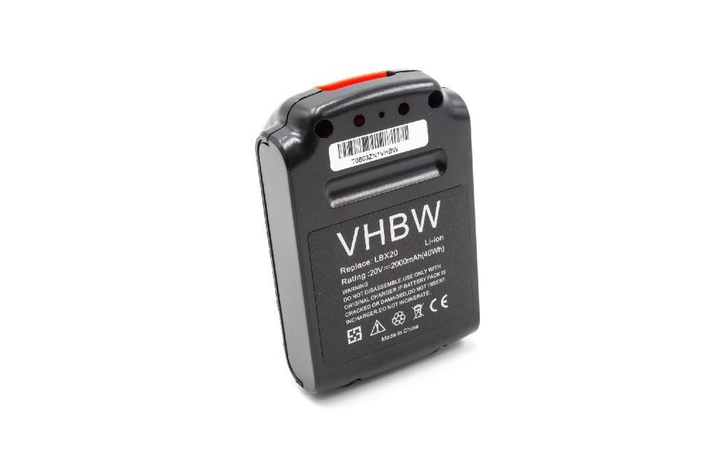 VHBW Akkumulátor Black & Decker fúrógépekhez (LBXR20, LBX20) - 20V, Li-Ion, 2000 mAh