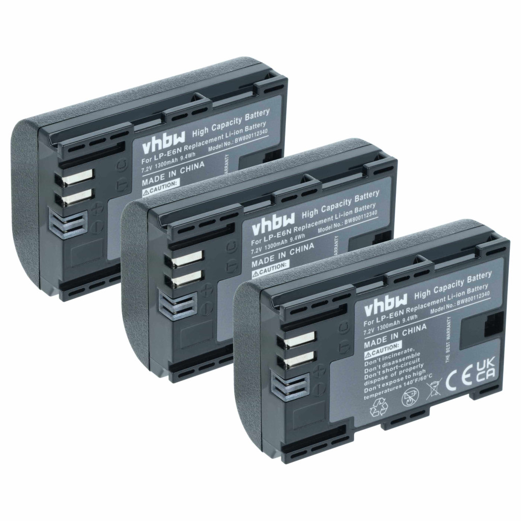 VHBW Akkumulátor Canon LP-E6N helyett - 1300 mAh 7,2 V Li-Ion