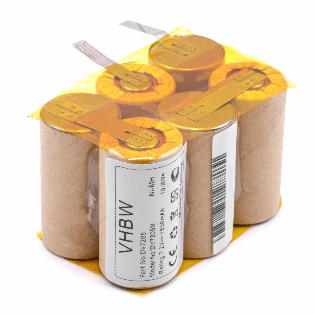 VHBW Akkumulátor Black & Decker DV7205, DV7205N készülékekhez - 1500 mAh, 7.2V, NiMH