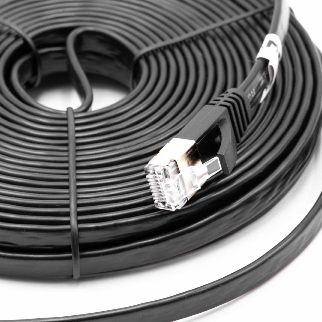 VHBW Ethernet Kábel Cat.7 - 10 m, Fekete, Lapos