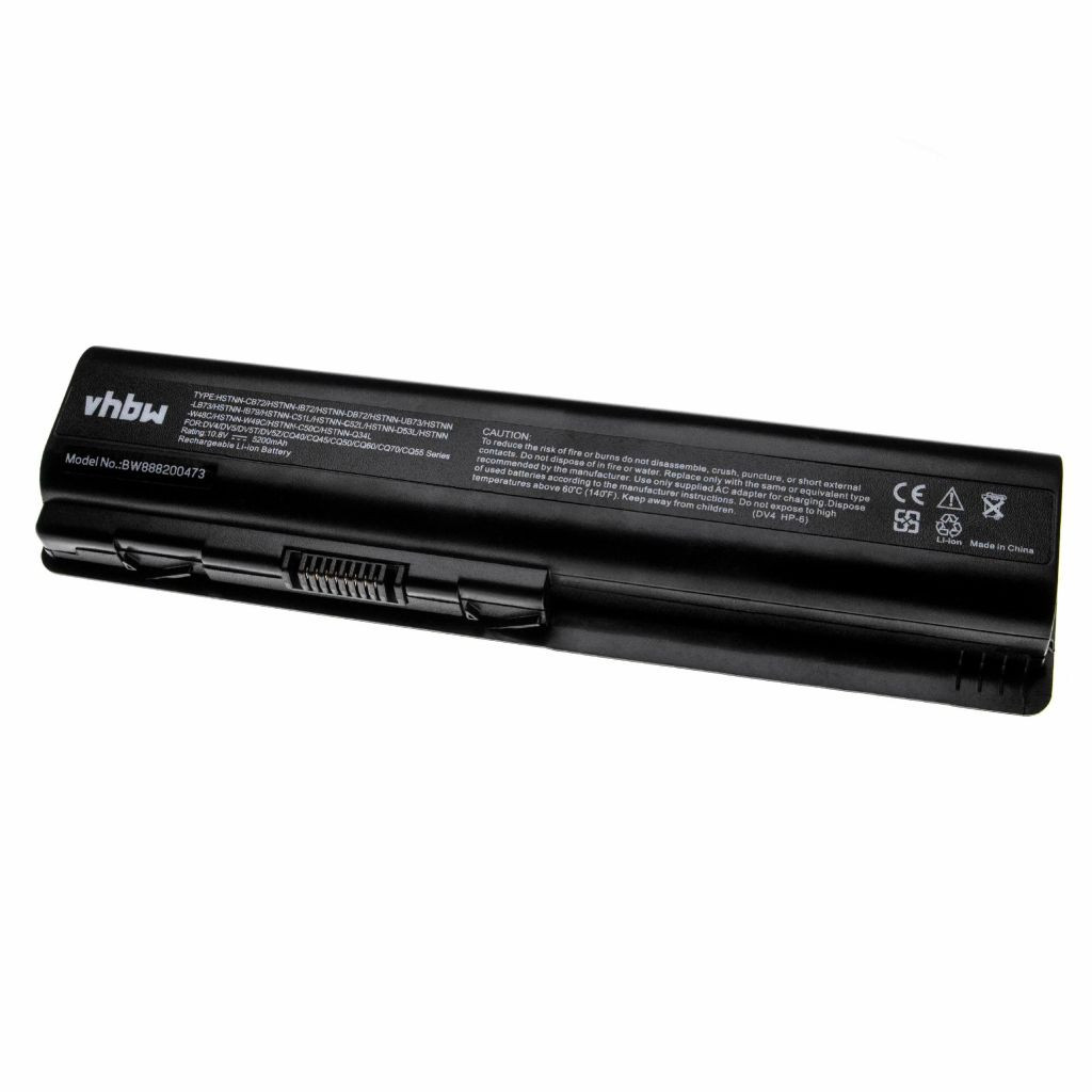VHBW Notebook akkumulátor Compaq 462890-541, 462889-121, 462890-761 - 5200 mAh 10,8 V Li-Ion, fekete