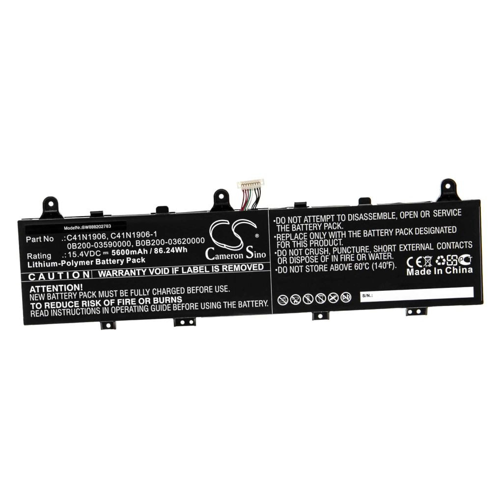 VHBW Notebook akkumulátor Asus B0B200-03620000, 0B200-03590000, C41N1906 - 5600 mAh 15,4 V Li-polymer