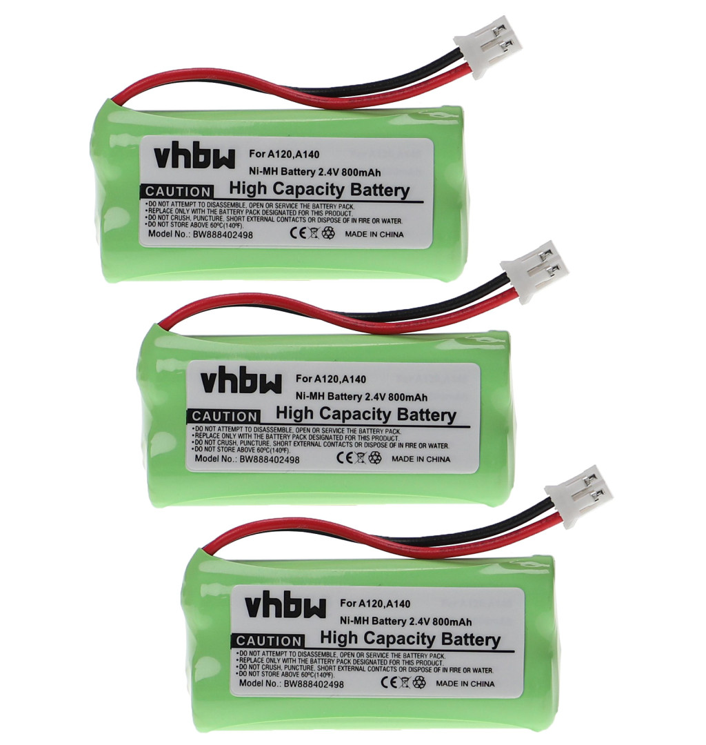 VHBW Telefon Akkumulátor 55AAAHR2BMX, 220436C1, 41AAAH2BMX, 220382C1 - 800 mAh 2,4 V NiMH