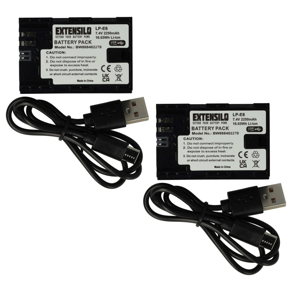 VHBW Akkumulátor Canon LP-E6 helyettesítő - 2250 mAh 7,4 V Li-Ion