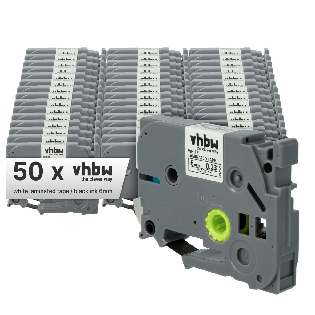 VHBW Címkeszalag Brother TZE-211, TZ-211 helyettesítő - 6 mm fekete-fehér