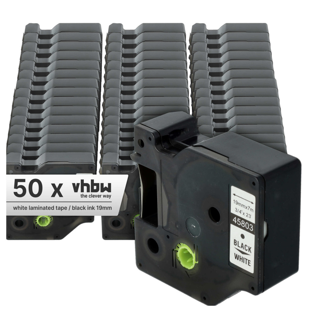 VHBW Címkeszalag Dymo 45803, D1, S0720830 - 19 mm fekete-fehér
