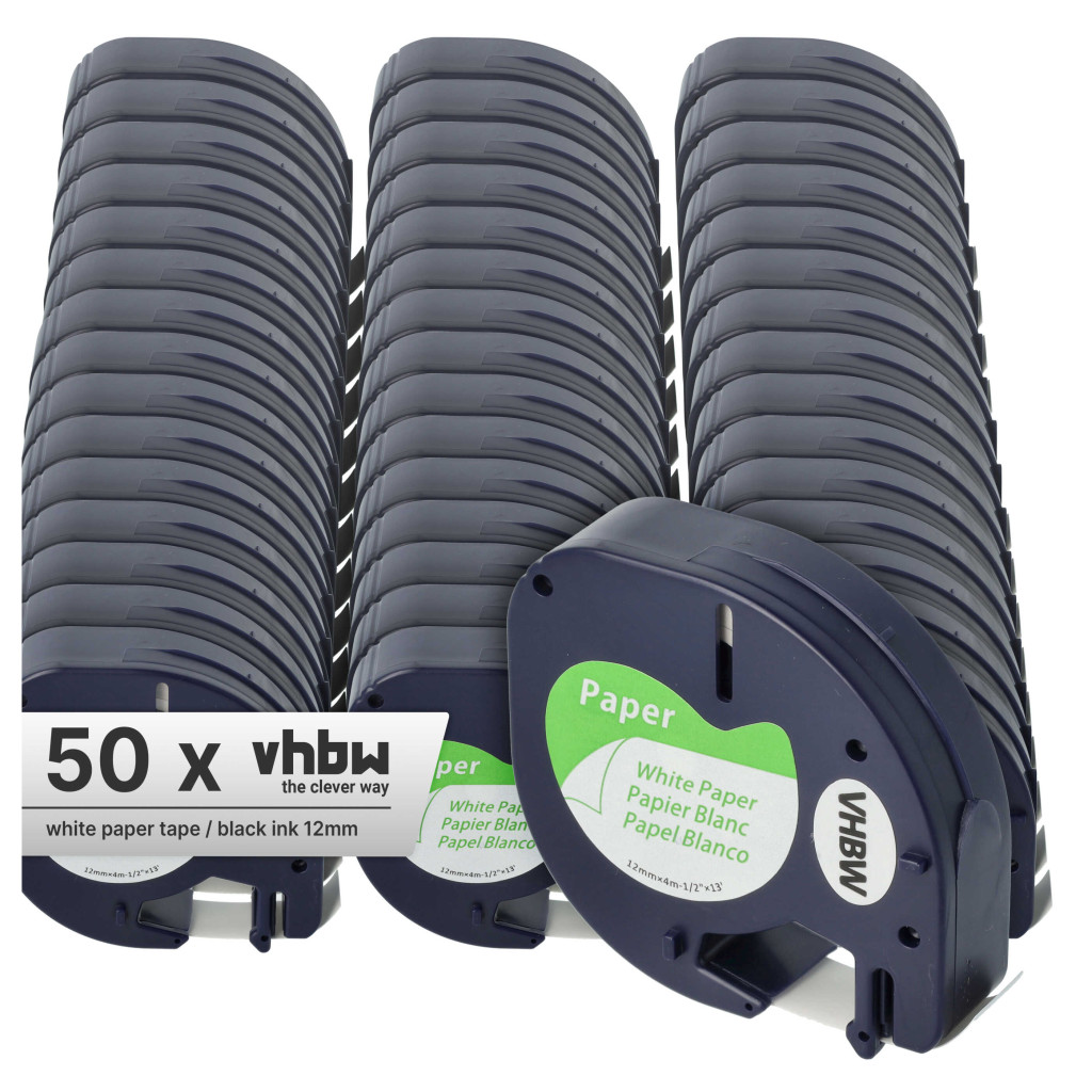 VHBW Címkeszalag Dymo S0721520, 91200 - 12 mm Fekete/Fehér