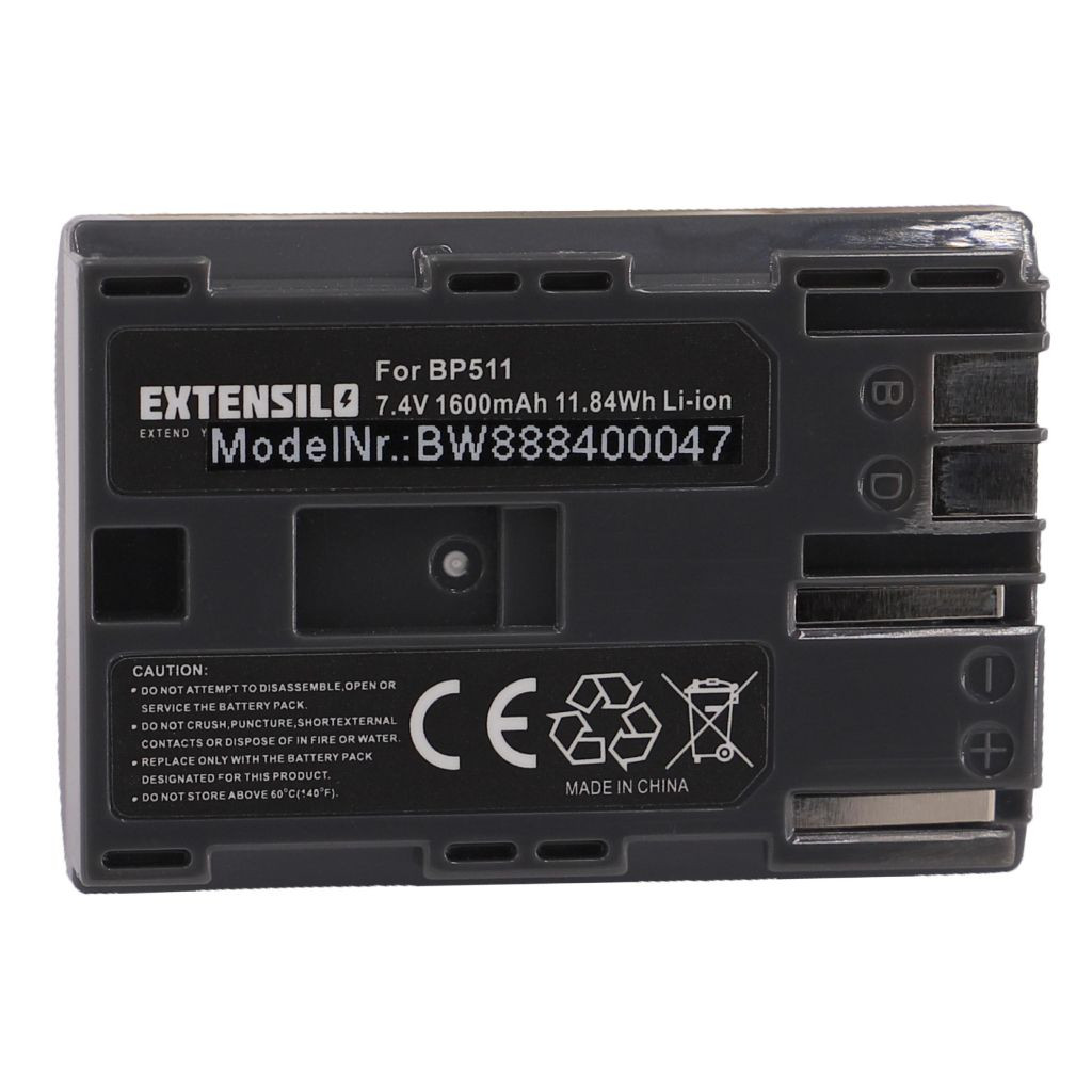 VHBW Canon BP-508, BP-535, BP-511A, BP-511, BP-522, BP-512, BP-514 akkumulátor - 1600 mAh, 7,4 V, Li-Ion