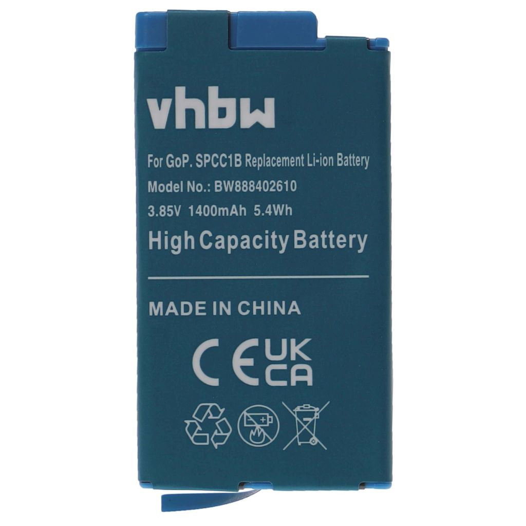 Videokamera akkumulátor GoPro 601-26762-000, SPCC1B-hez - 1400 mAh 3,85 V Li-Ion