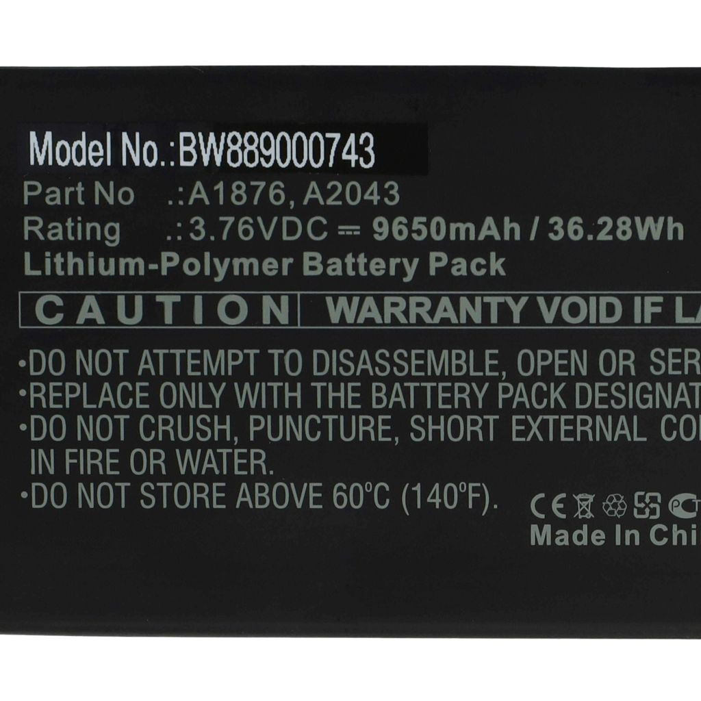VHBW Tablet akkumulátor Apple A1876, A2043 készülékhez - 9650 mAh 3,76 V Li-polimer