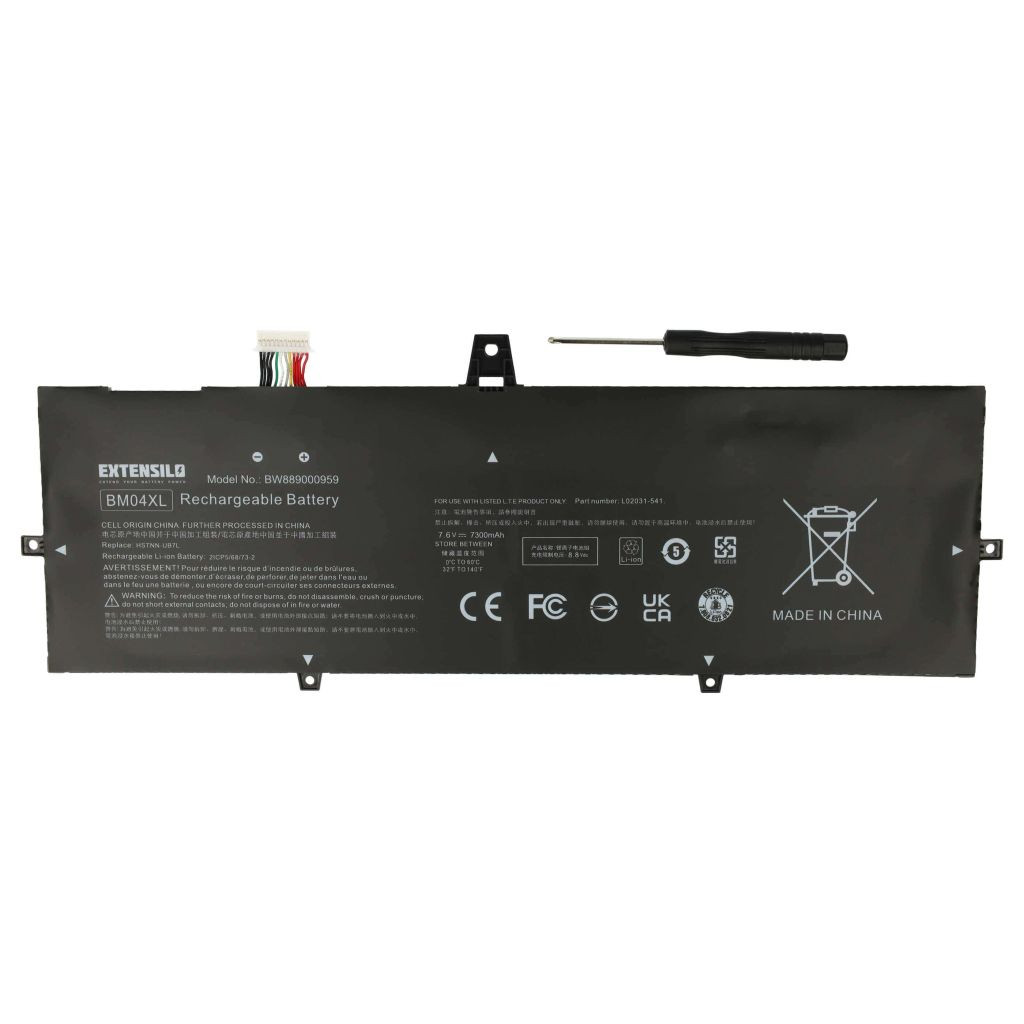 VHBW Notebook akkumulátor HP HSTNN-DB8L, BM04XL, BM04056XL, HSTNN-UB7L készülékekhez - 7300 mAh 7,6 V Li-Ion