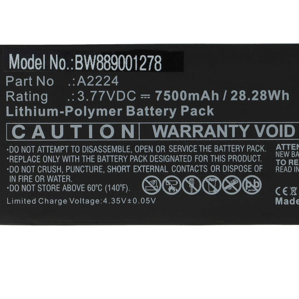 VHBW Tablet akkumulátor Apple A2224-hez - 7500 mAh 3,77 V Li-polimer