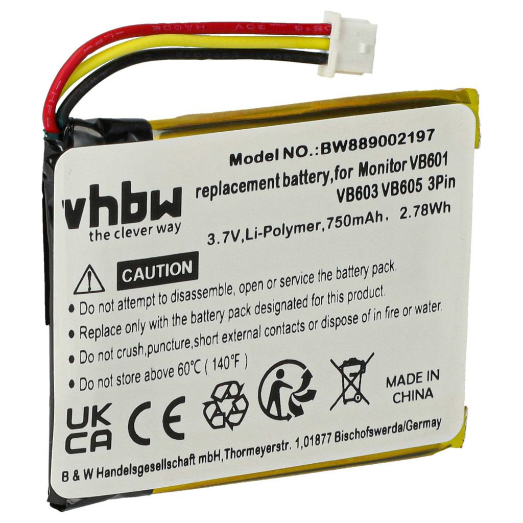 VHBW GlobalSat H553438 Okosóra Elem - 750 mAh 3,7 V Li-polimer