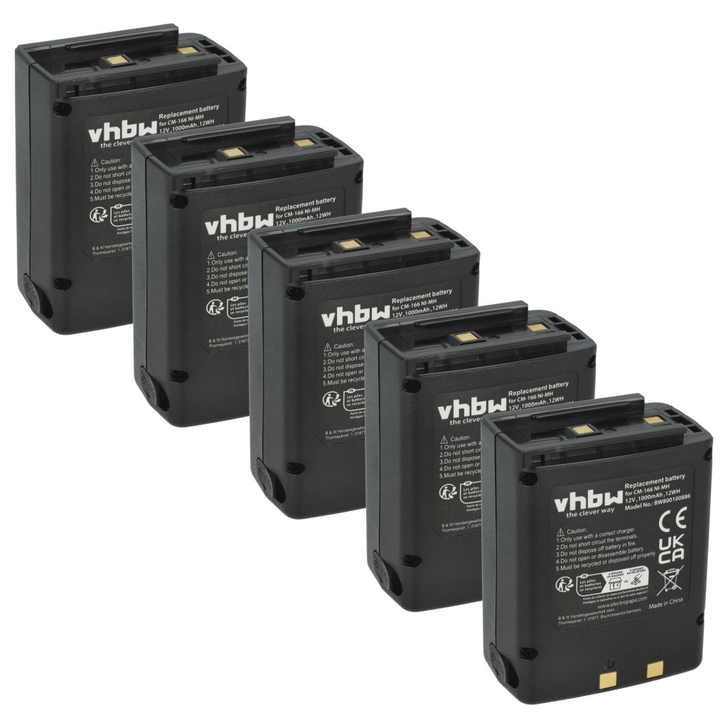 VHBW Rádió Akkumulátor BP-166, CM-166, CM-166S, CM-22A - 1000 mAh 12 V NiMH