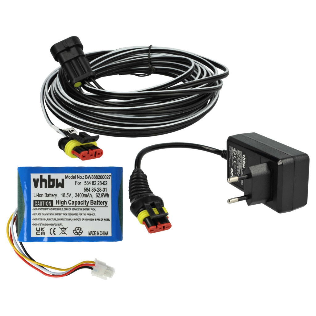 VHBW Fűnyíró akkumulátor és töltő 00057-98.251.01 - 3400 mAh 18,5 V Li-Ion