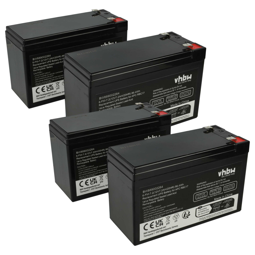 VHBW UPS Akkumulátor APC RBC48 - 7200 mAh 12 V AGM
