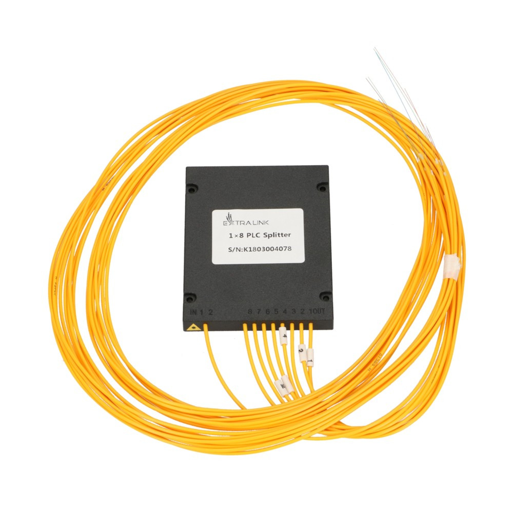 Extralink 1:8 PLC SC/APC, Elosztó, 2,0mm, 1,5m, G657A, ABS modul, csatlakozók nélkül
